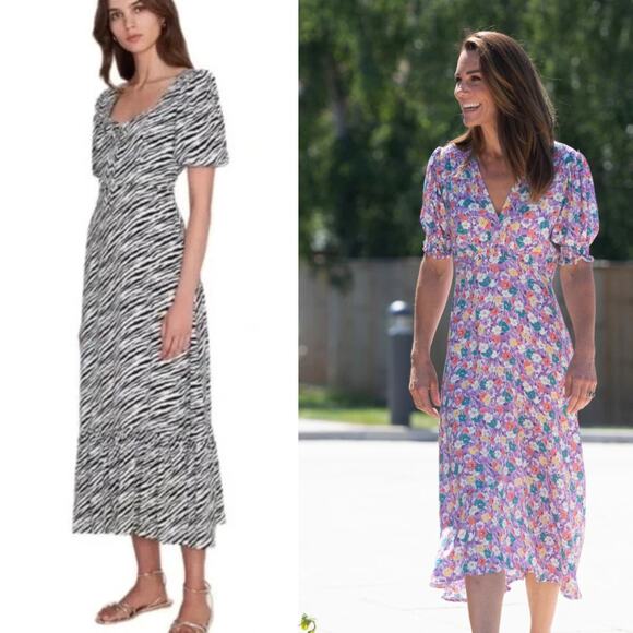 Faithfull the Brand Dresses & Skirts - Faithfull the Brand Marie Louise Midi ASO ALT Kate Middleton Dress Zebra Print 4